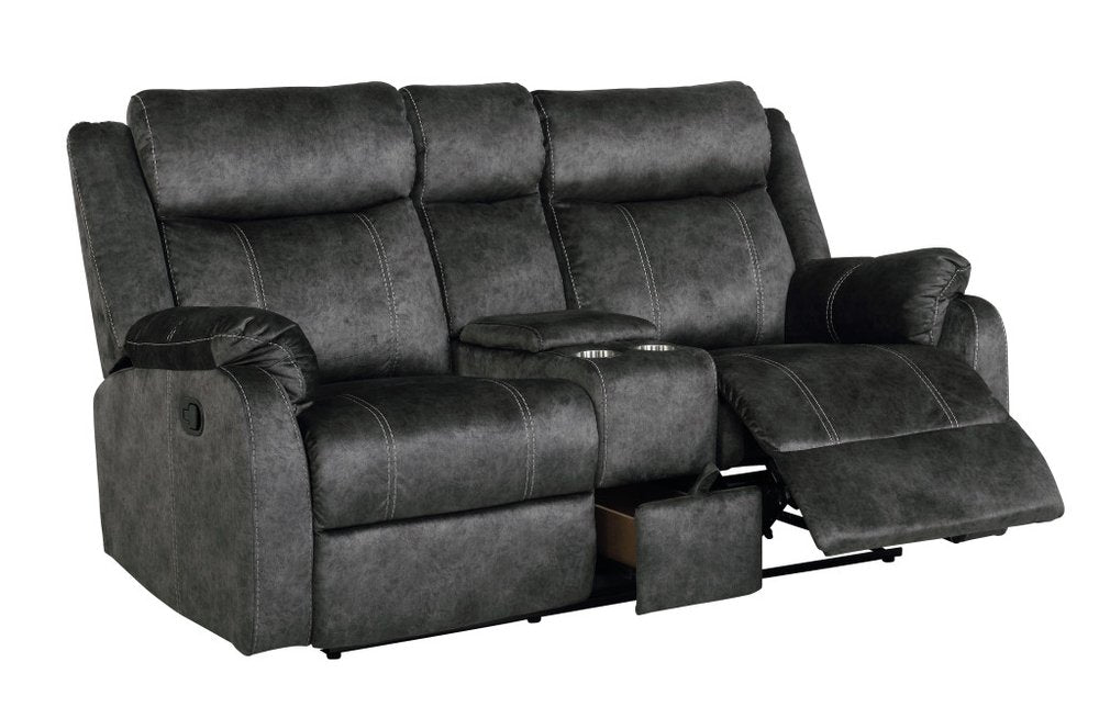 Loveseat reclinable manual de microfibra gris oscuro de 70" con almacenamiento