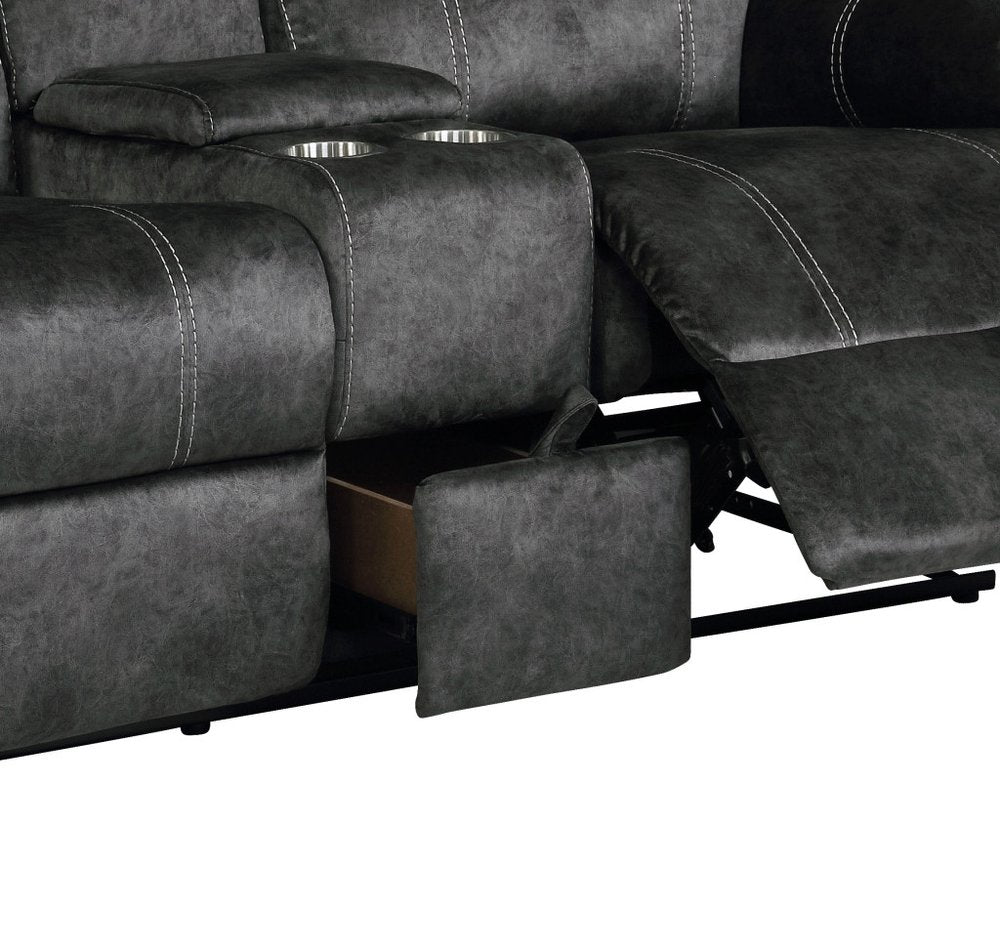 Loveseat reclinable manual de microfibra gris oscuro de 70" con almacenamiento