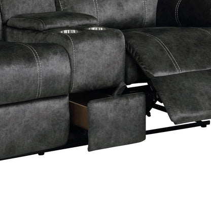 Loveseat reclinable manual de microfibra gris oscuro de 70" con almacenamiento