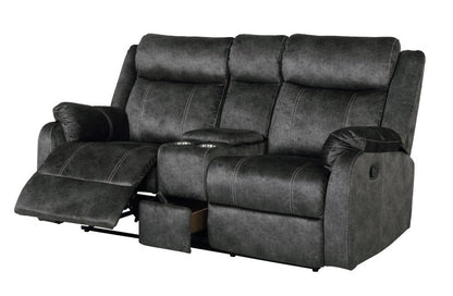 Loveseat reclinable manual de microfibra gris oscuro de 70" con almacenamiento