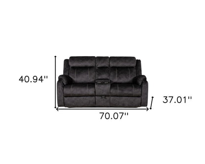 Loveseat reclinable manual de microfibra gris oscuro de 70" con almacenamiento