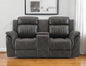 Loveseat reclinable manual de 74" de cuero sintético gris con almacenamiento