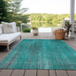 9' X 12' Teal Striped Washable Non Skid Indoor Outdoor Area Rug