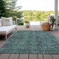 9' X 12' Turquoise Oriental Washable Non Skid Indoor Outdoor Area Rug