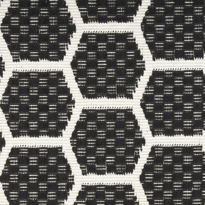 10' Black And Ivory Geometric Indoor Outdoor Runner Rug