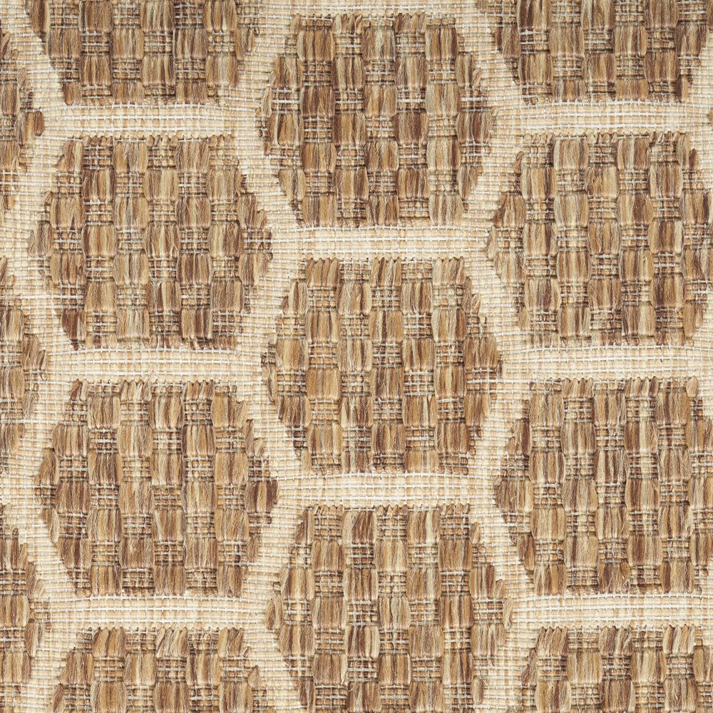 10' Natural And Beige Geometric Indoor Outdoor Runner Rug
