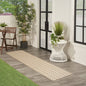 10' Natural And Beige Geometric Indoor Outdoor Runner Rug