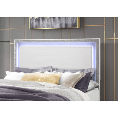 White Faux Crystal Bling Lighted Queen Bed Frame