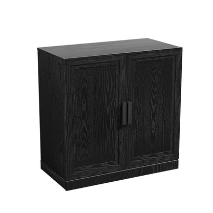 31" Black Textured Door Accent Cabinet With Three Shelves