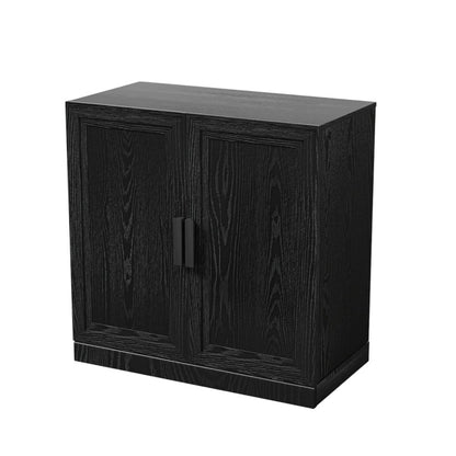 31" Black Textured Door Accent Cabinet With Three Shelves