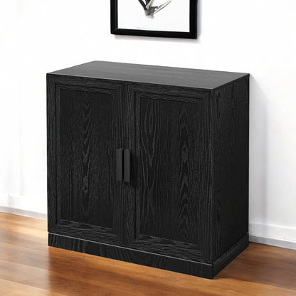 31" Black Textured Door Accent Cabinet With Three Shelves