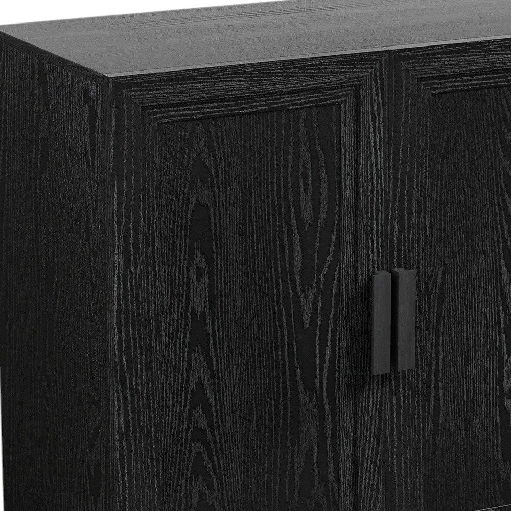 31" Black Textured Door Accent Cabinet With Three Shelves