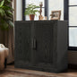 31" Black Textured Door Accent Cabinet With Three Shelves