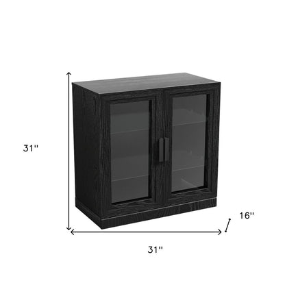 Gabinete decorativo de 31" con puerta de vidrio transparente y negro y tres estantes