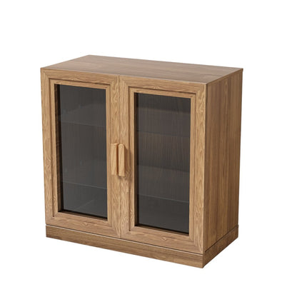 Gabinete decorativo de 31" con puerta de vidrio natural y transparente y tres estantes