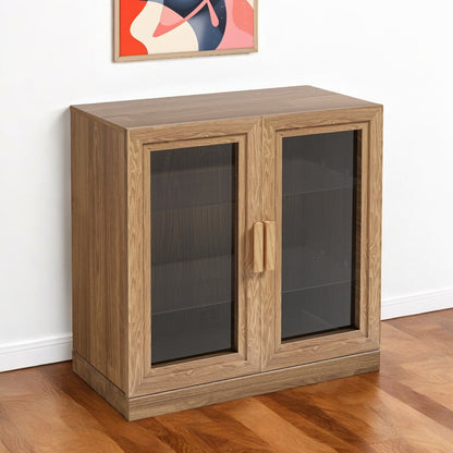 Gabinete decorativo de 31" con puerta de vidrio natural y transparente y tres estantes