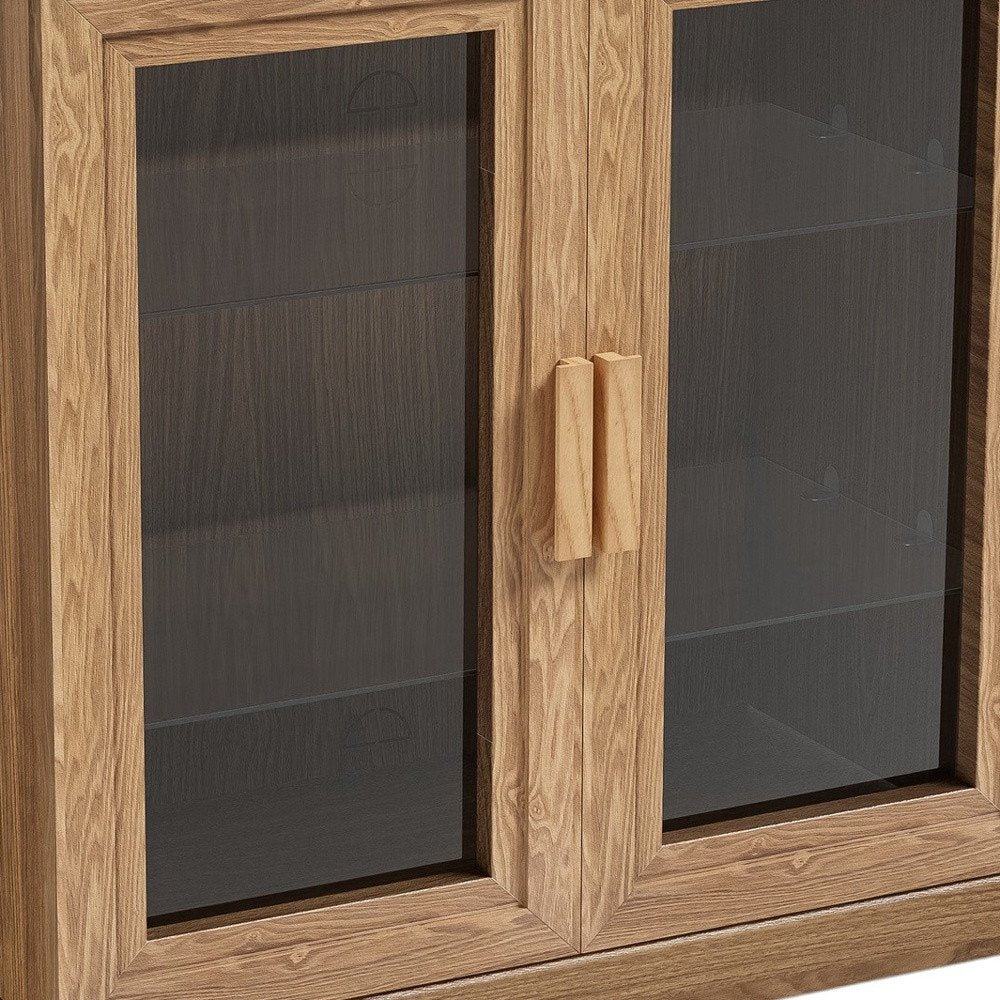 Gabinete decorativo de 31" con puerta de vidrio natural y transparente y tres estantes