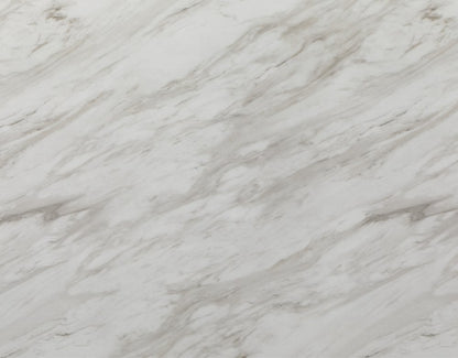 70" White and Natural Faux Marble and Wood Pedestal Base Dining Table