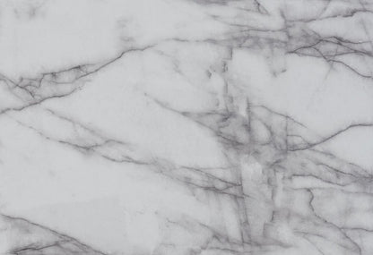 79" Light Gray and White Marble and Wood Pedestal Base Dining Table
