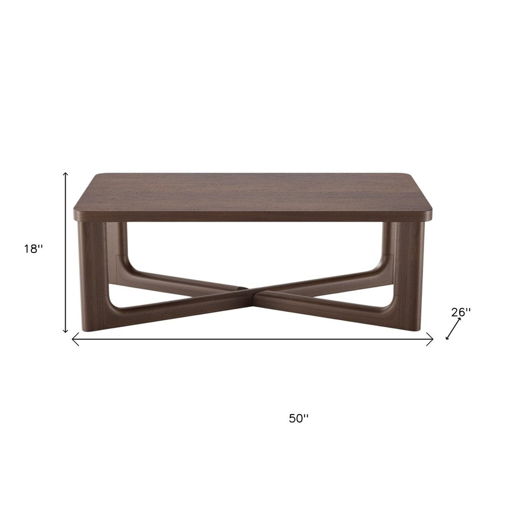 50" Walnut Solid Wood Cross Legs Coffee Table
