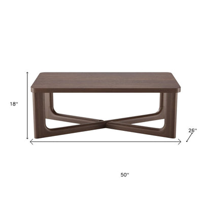 50" Walnut Solid Wood Cross Legs Coffee Table