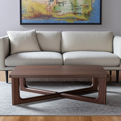 50" Walnut Solid Wood Cross Legs Coffee Table