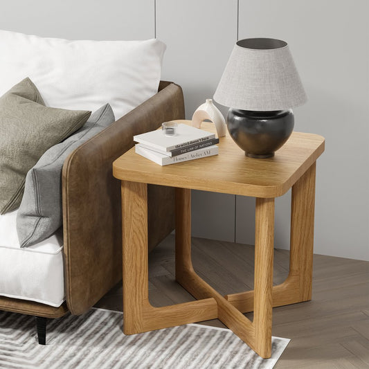 24" Natural Solid Wood Square Cross Legs End Table