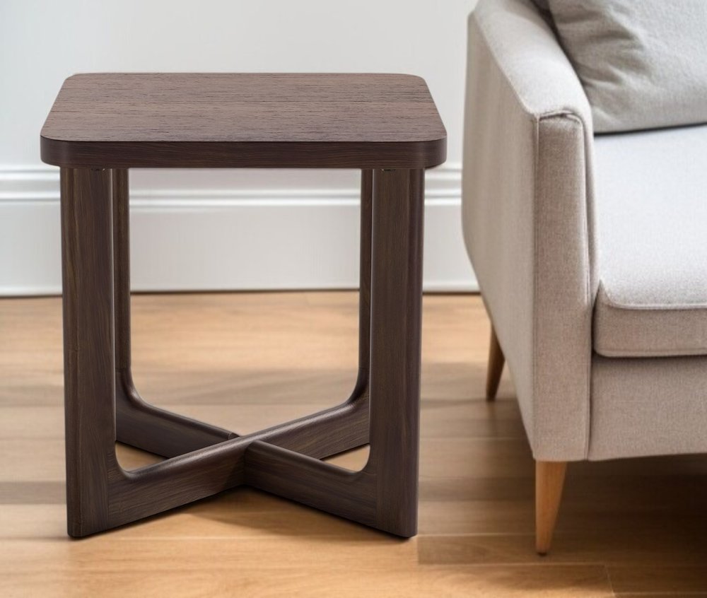 24" Brown Solid Wood Square Cross Legs End Table