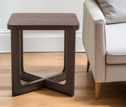 24" Brown Solid Wood Square Cross Legs End Table