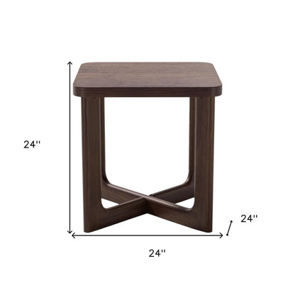 24" Brown Solid Wood Square Cross Legs End Table