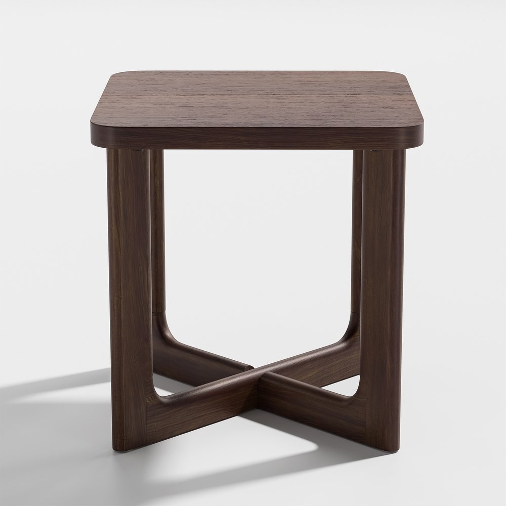 24" Brown Solid Wood Square Cross Legs End Table