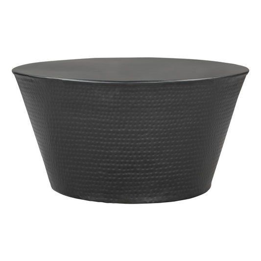 33" Black Iron Round Solid Coffee Table
