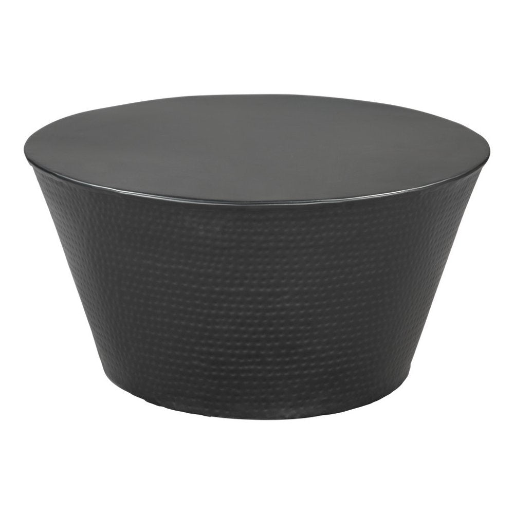 33" Black Iron Round Solid Coffee Table