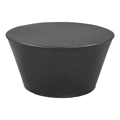 33" Black Iron Round Solid Coffee Table