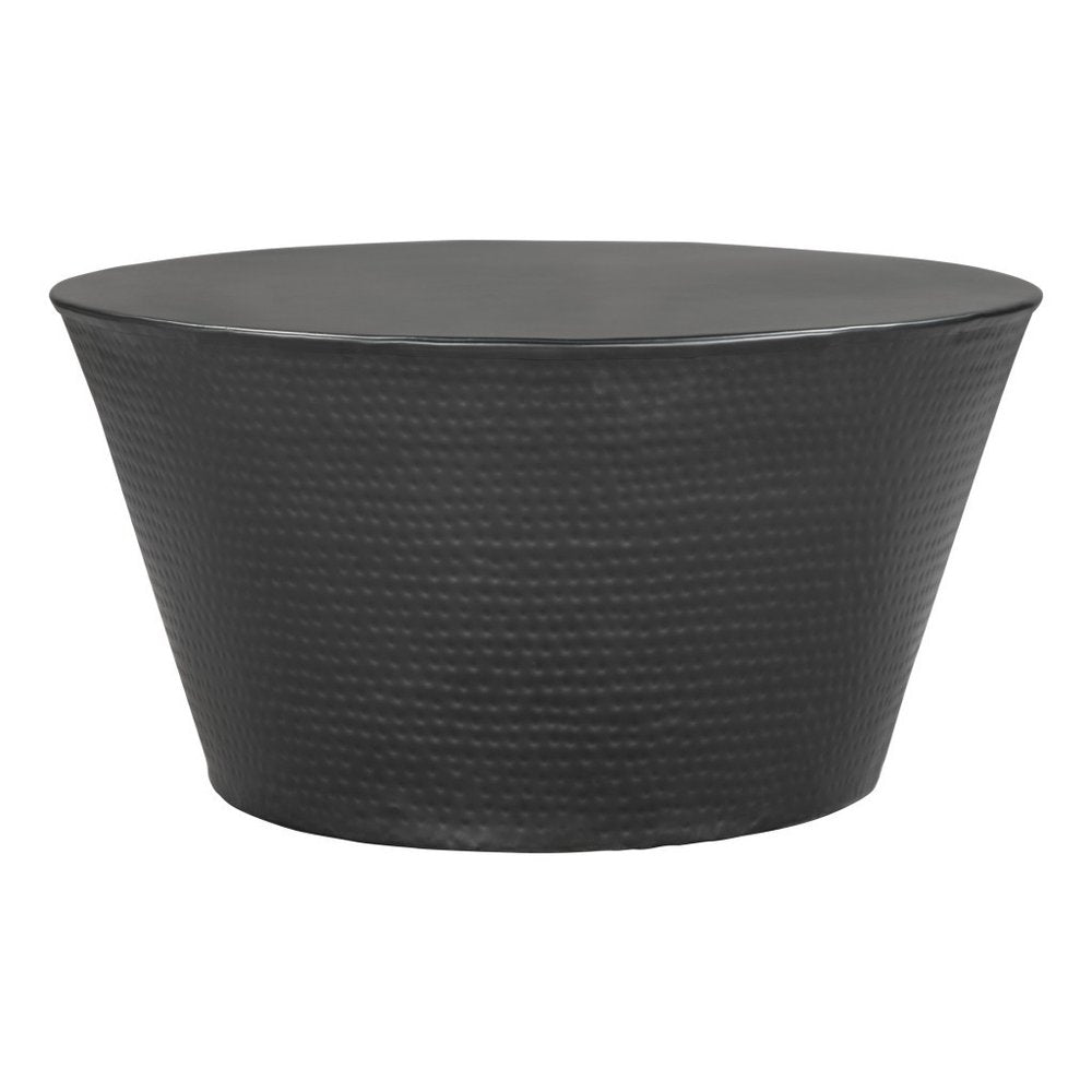 33" Black Iron Round Solid Coffee Table