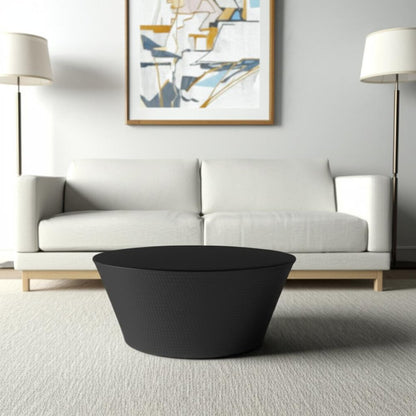 33" Black Iron Round Solid Coffee Table