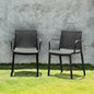 Set of Four 22" Black Heavy Duty Plastic Outdoor Stacking Arm Chairs