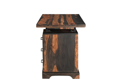 Escritorio de madera maciza de 54" con borde natural marrón y tres cajones