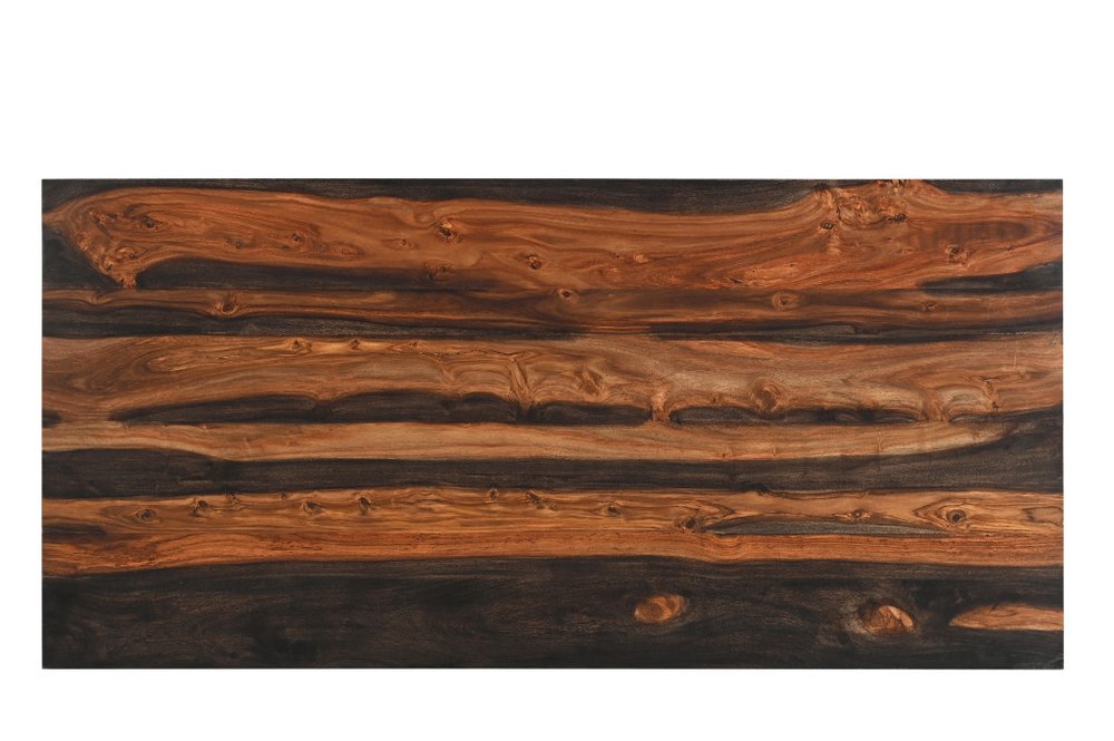Escritorio de madera maciza de 54" con borde natural marrón y tres cajones
