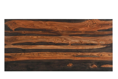 Escritorio de madera maciza de 54" con borde natural marrón y tres cajones