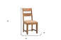 Set of Two Brown Fabric And Wood Ladder Back Dining Side Chairs