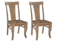 Set of Two Brown Solid Wood Slat Back Dining Side Chairs