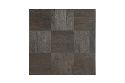 22" Gray Distressed Solid Wood Square Block End Table