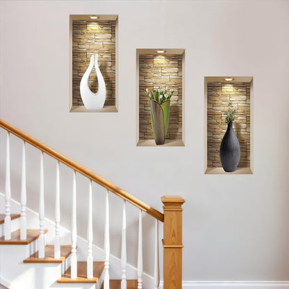Set of Three Gus Faux Niche 3D Peel and Stick Wall Decals