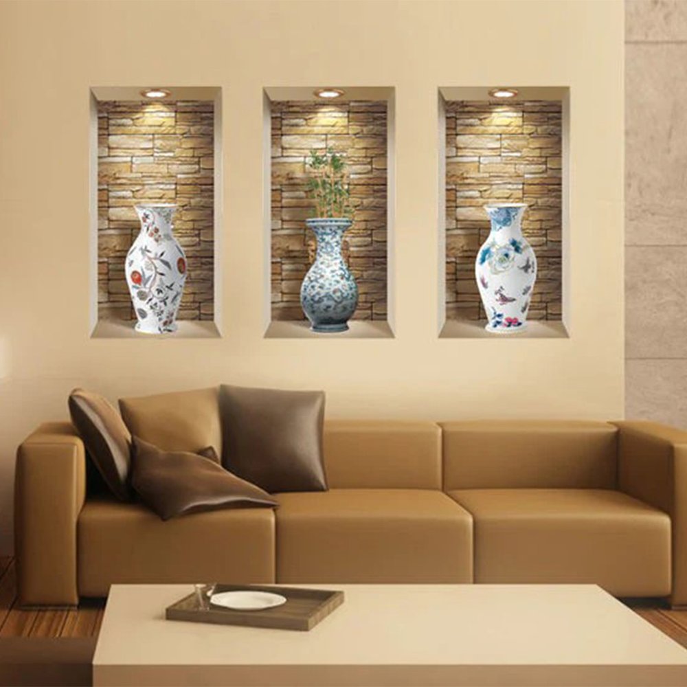 Set of Three Lea Faux Niche 3D Peel and Stick Wall Decals