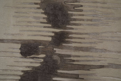9' X 12' Ivory Taupe and Brown Abstract Hand Tufted Area Rug