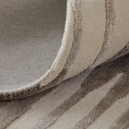 9' X 12' Ivory Taupe and Brown Abstract Hand Tufted Area Rug