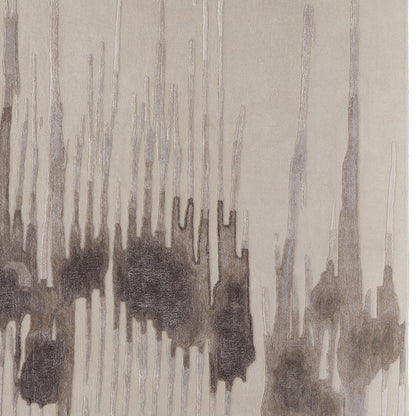 9' X 12' Ivory Taupe and Brown Abstract Hand Tufted Area Rug
