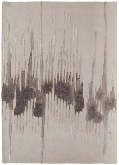 9' X 12' Ivory Taupe and Brown Abstract Hand Tufted Area Rug