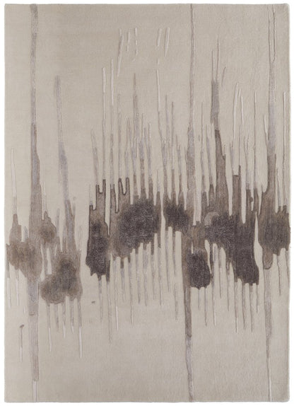 9' X 12' Ivory Taupe and Brown Abstract Hand Tufted Area Rug